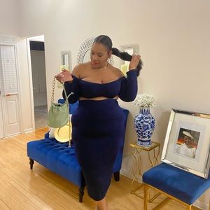 Two piece crop top midi skirt set